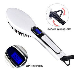 2018 High Quality Hair Straightener Comb and Electric Hair Styling Brush Ionic Hair Straightener Brush white