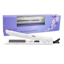 Load image into Gallery viewer, LCD Digital Display Hair Flat Iron Straightener 470F Titanium Plates with Hand Made Rose Gold Sparkling Crystal Rhinestones