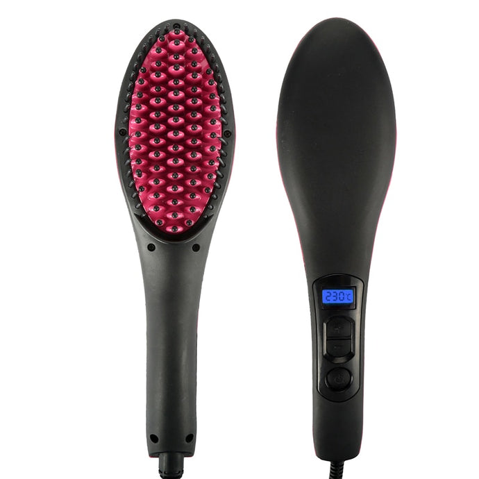 Ceramic Hair Straightener Brush Fast Straightening hair Electric Comb Flat Iron LCD Display Digital Heating hair Brush